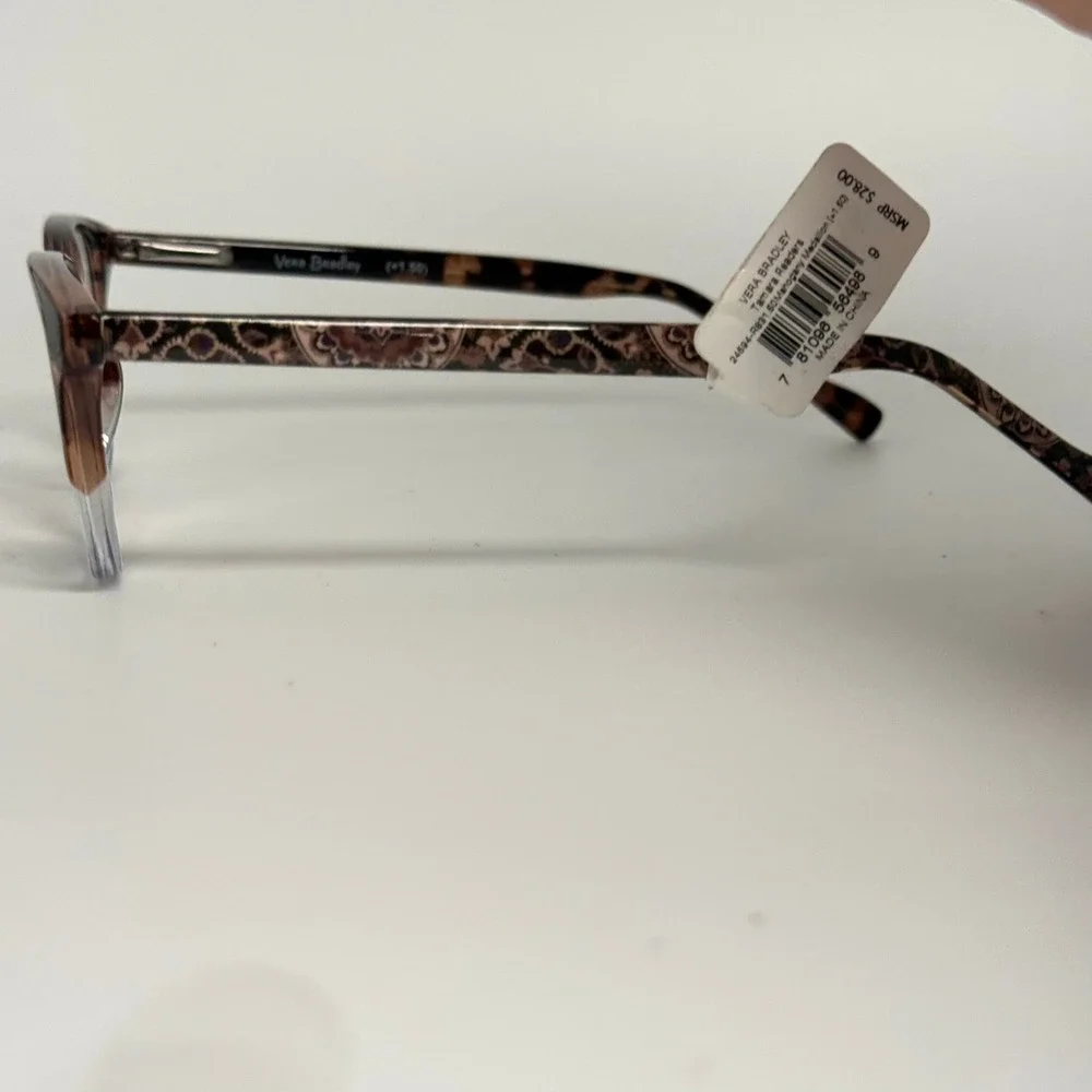 Vera Bradley Tamara Readers +1.50 Mahogany Medallion Tortoise Round Eyeglasses
